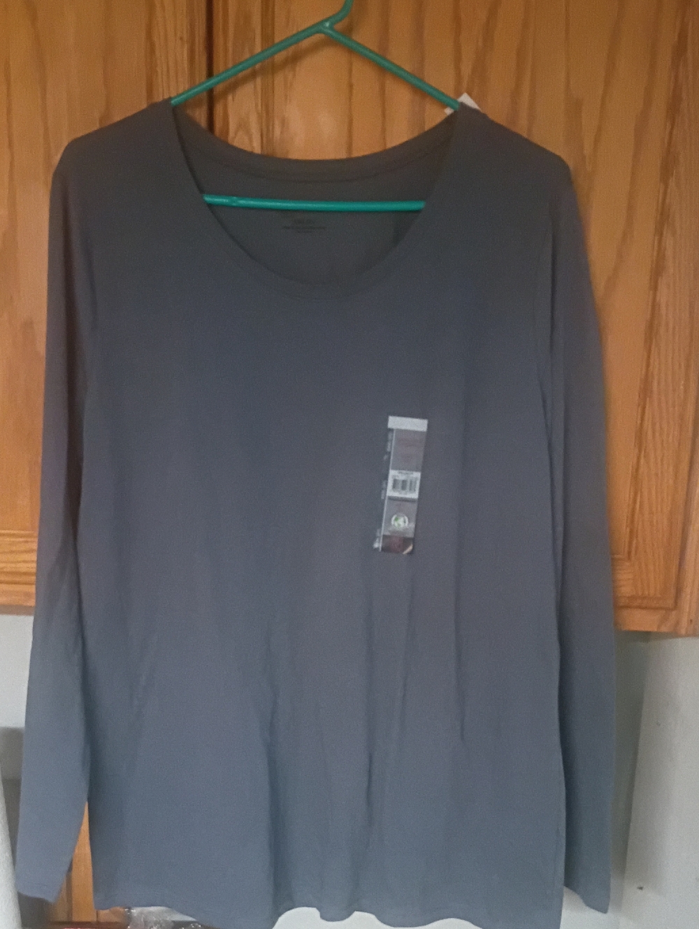 Long Sleeve Scoop Neck Top in Slate Gray Sz XXXL(21)